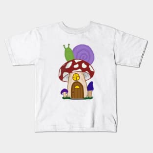 Mushroom house with snail Kids T-Shirt